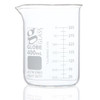 Beaker, Globe Glass, 600mL, Low Form Griffin Style, Heavy Duty, Dual Graduations, ASTM E960, 6/Box