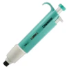 Light green Diamond fixed volume 3000 uL micropipette with white tip cone and push button.