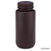 Bottle, Wide Mouth, HDPE Bottle, Attached PP Screw Cap, Amber, 500mL, 12/Pack