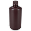 Bottle, Narrow Mouth, Boston Round, Amber HDPE with Amber PP Closure, 1000mL, Bulk Packed with Bottles and Caps Bagged Separately, 50/Case