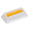 White polystyrene 10mL reagent reservoir filled with yellow liquid, angled view on white background.