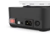 Rear panel view of the 4E's Scientific Magnetic Hotplate Stirrer Pod showing the power switch, USB port, power connector, and