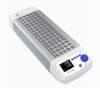4E's 4-block dry bath incubator with white and silver body, digital display, and blue control knob.