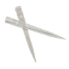 Two clear, sterile laboratory pipette tips crossed against a black background.