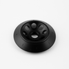 Black plastic 8-place microcentrifuge rotor with numbered slots on a white surface.