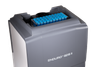 Angled view of the grey Labnet Enduro GDS II gel documentation system, with blue vials stored on top.