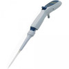 Labnet Excel electronic single-channel pipettor in gray and blue, angled view with digital display and attached tip.