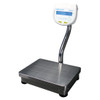 Adam Equipment Nimbus heavy-duty precision balance with stainless steel pan and digital display on a pillar.