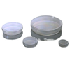 Four clear plastic Nest cell culture dishes of varying sizes shown from an angled perspective.