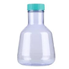 Clear polycarbonate 3L Erlenmeyer flask with turquoise cap against a white background.