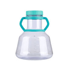 Clear polycarbonate 3L wide-mouth Erlenmeyer flask with turquoise handles, cap, and volume markings.