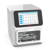 White 4E's MultiEX 096P nucleic acid extractor angled view showing touchscreen display and sample chamber.