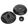 Black 4E's PCR rotor with 4 strip-tube blocks, cover lid, and locking ring on a black background.