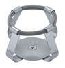 Silver metal 100mL flask fixing clip with circular base, spring ring, and Phillips screw.