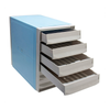 Light blue and grey 6-drawer ABS tissue cassette storage cabinet angled view.