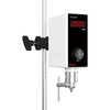 White and black 4E's overhead stirrer mounted on a metal stand with a digital RPM display at 2000.