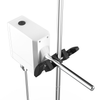 White 4E's overhead stirrer mounted to a vertical metal rod with black plastic clamps.