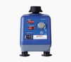 Blue and gray 4E's digital vortex mixer with an LED display, control knob, and suction feet.