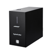 Black rectangular 4E's Cytocube cell counter with vertical LED indicators and a sample slide inserted.