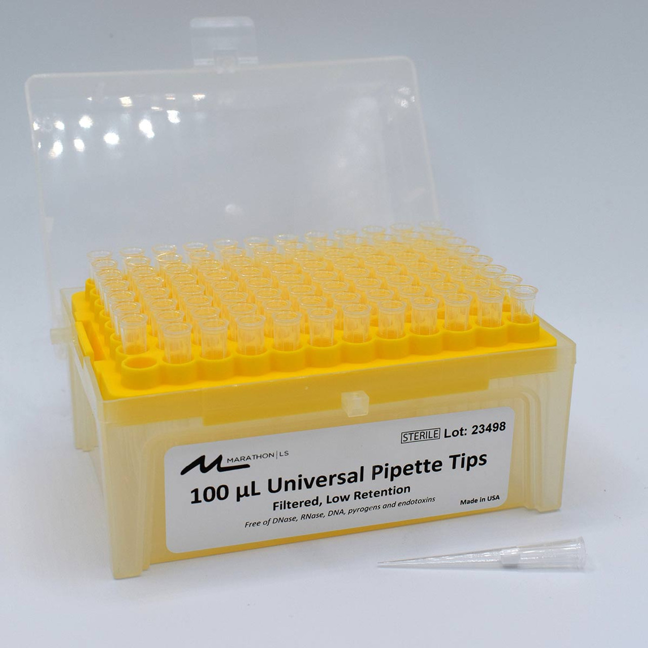 MarathonLS 100uL Universal Pipette Tips, Low Retention, Filter, Sterile, 960/pack MarathonLS 100uL Universal Pipette Tips, Low Retention, Filter, Sterile, 960/pack