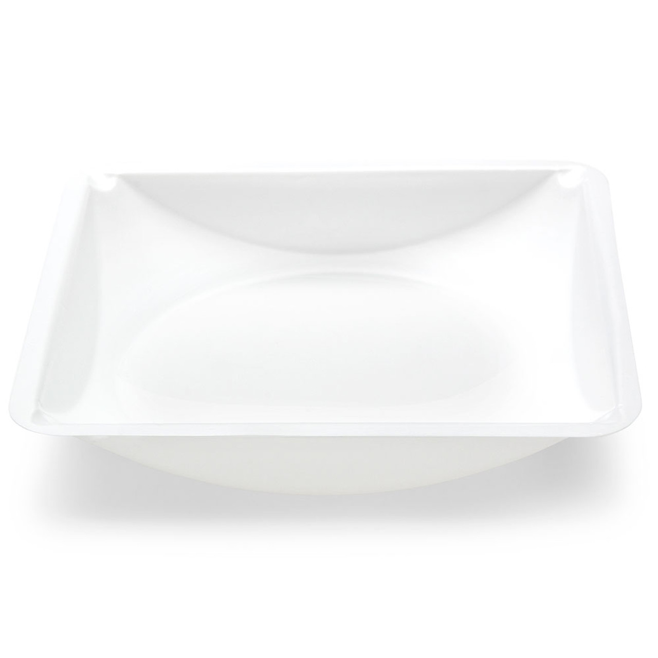Weighing Boat, Plastic, Square with Round Bottom, Small Easy Pour Spout, Antistatic, 140 x 140 x 25mm, PS, White, 330mL, 500/cs