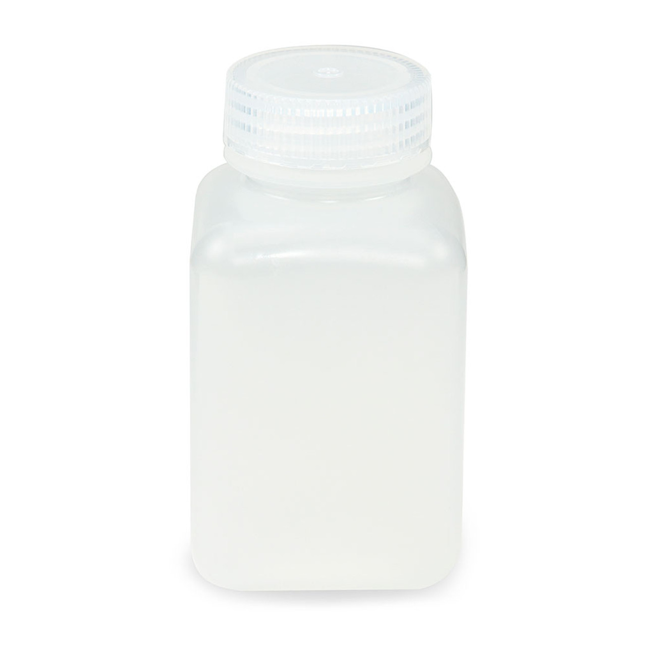 Bottle, Wide Mouth, Square, PP, Attached PP Screw Cap, 250mL, 12/Pack