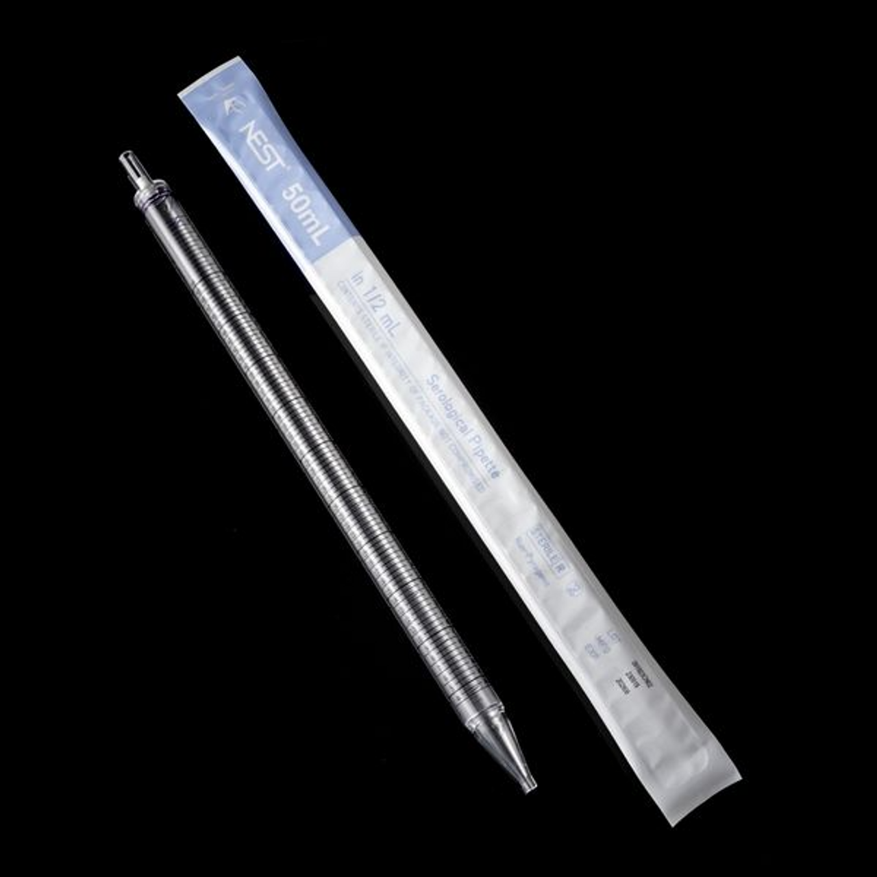 50ml Serological Pipette with 6.0ml negative graduation, 5/10 ml graduations, Individually Plastic-plastic Wrapped sterile, 25/bag, 100/cs, 600/cs