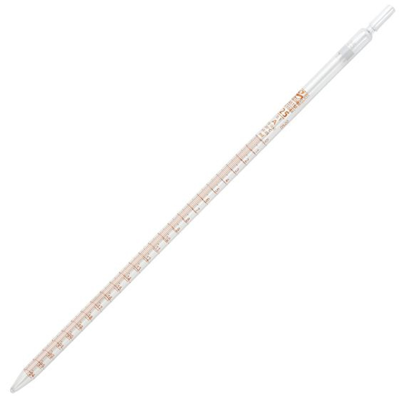 25mL Serological Pipette, Globe Glass, Reusable, Class A, 0.1 Graduations, White Band, 12/cs