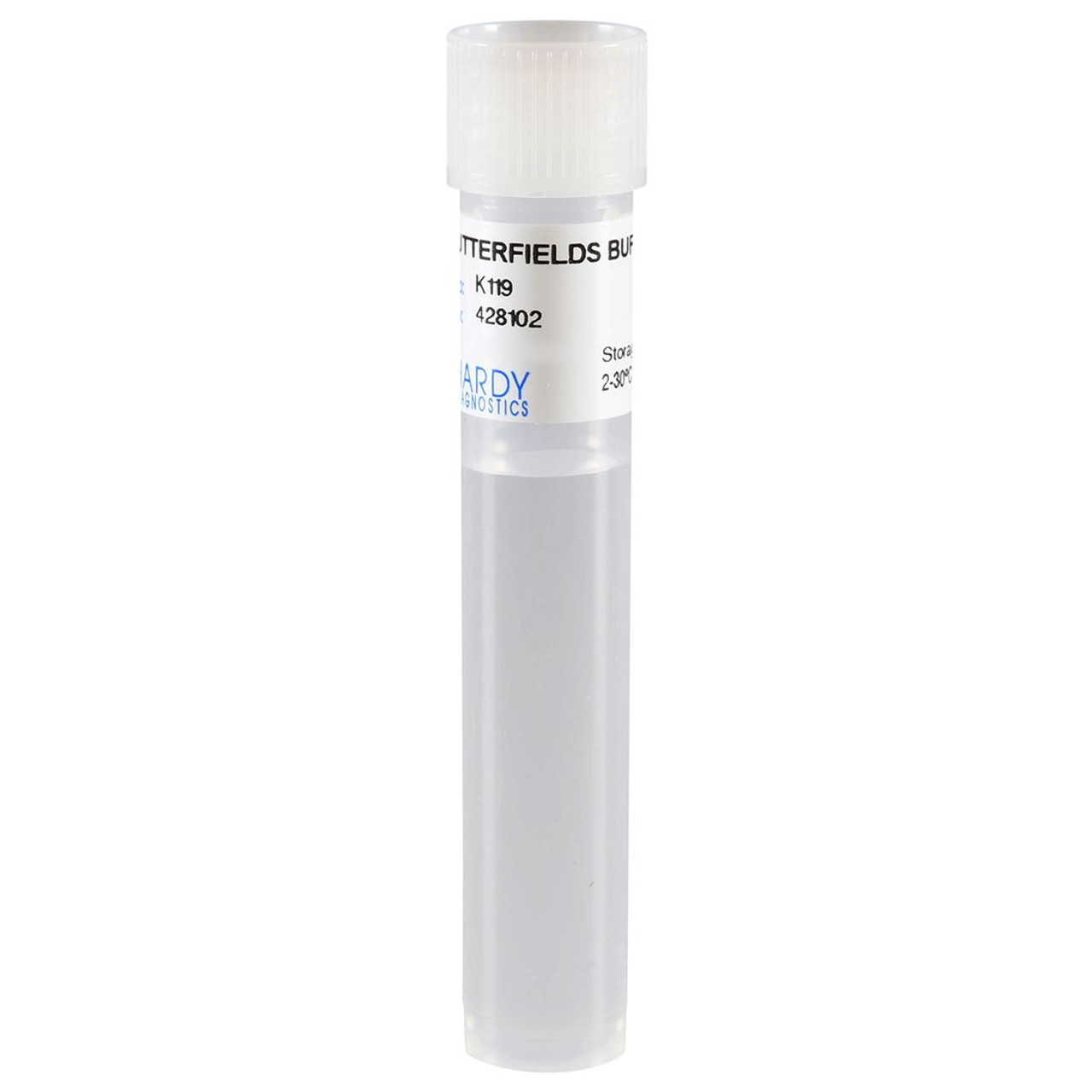Hardy Diagnostics Butterfield's Phosphate Buffer in Polypropylene Tube , 9ml, 13ml, 20/pk Hardy Diagnostics Butterfield's Phosphate Buffer in Polypropylene Tube , 9ml, 13ml, 20/pk