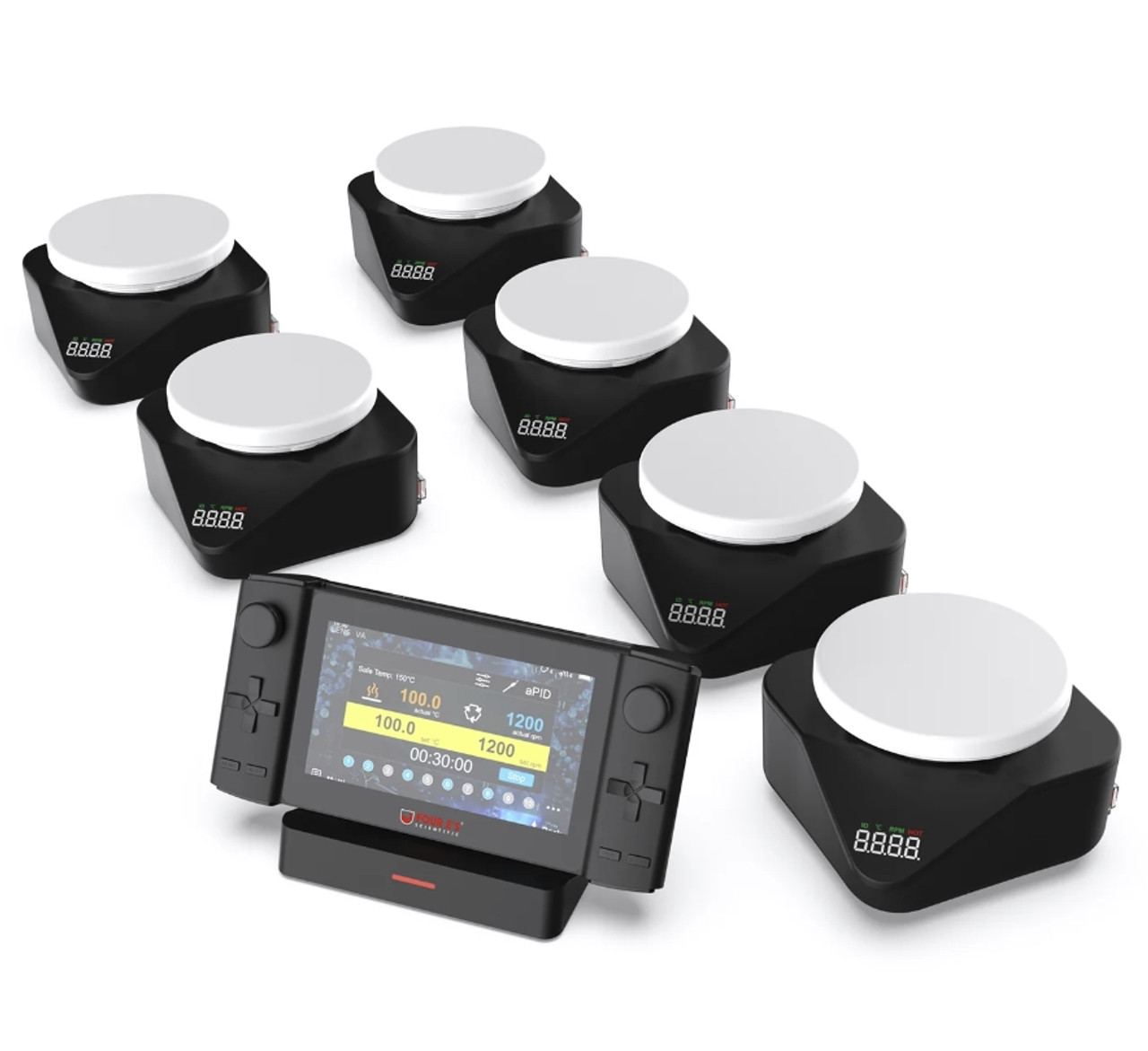 4E's Scientific Magnetic Hotplate Stirrer Controller Hub with Charging Stand (for use with 4E-MS321-1 Pods, sold separately)