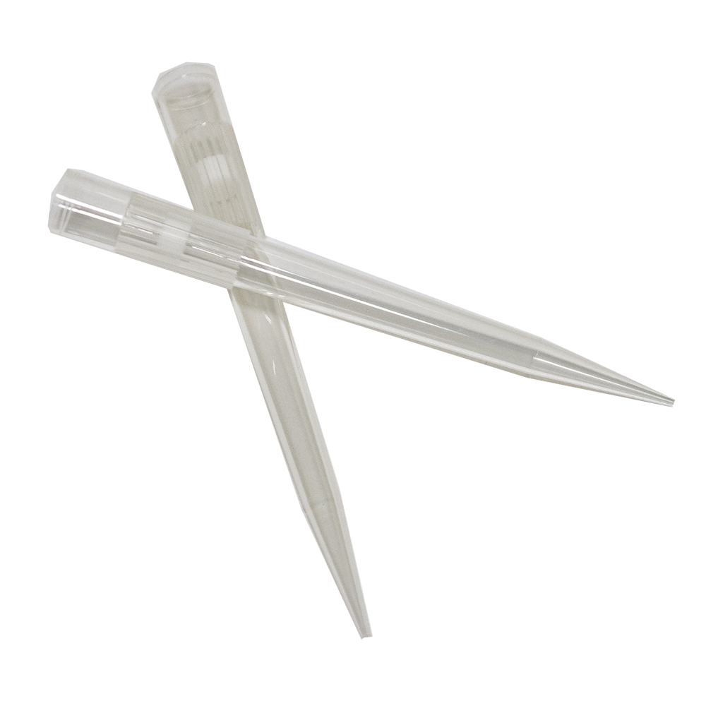 Two clear, sterile laboratory pipette tips crossed against a black background.