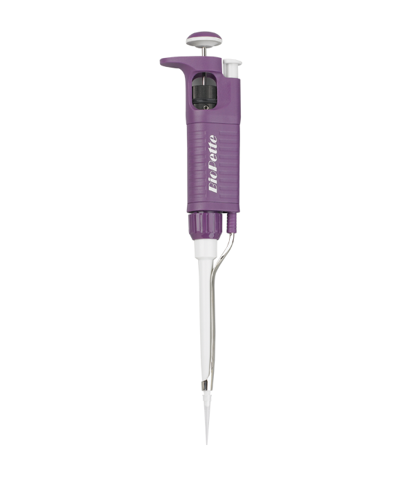 Labnet BioPette A single-channel pipettor in purple and white against a black background.