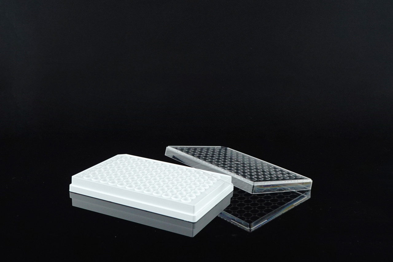 96 Well Cell Culture Plate, White, Flat bottom, TC, Sterile, 1/pack, 100/cs