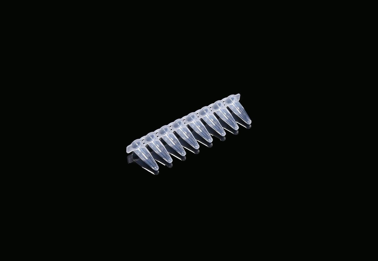 0.1ml PCR 8-strip Tubes, Clear, Non-sterile, 125/pk, 1250/cs