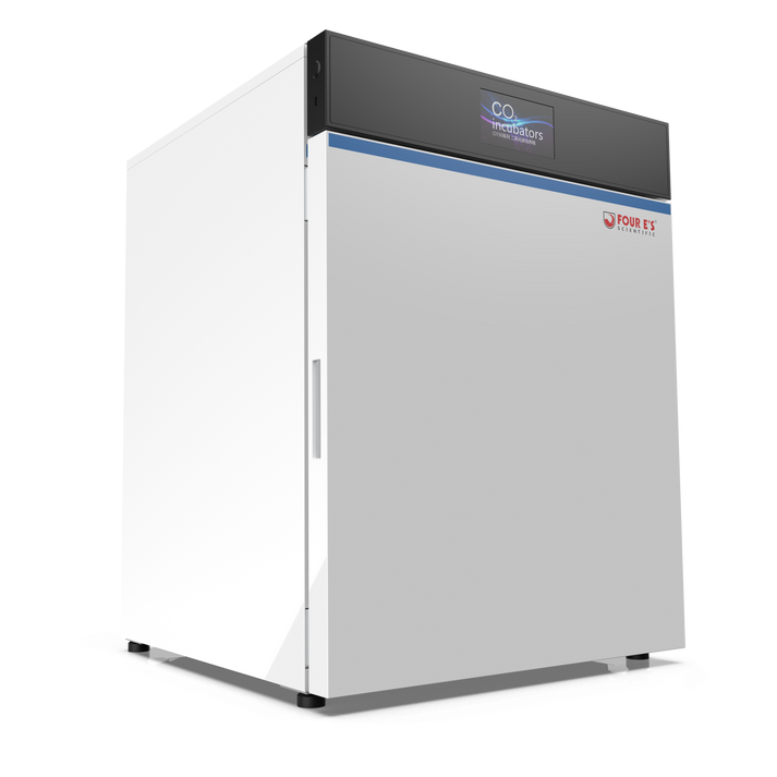 Front-angle view of a white 4E's CO2 incubator with a dark gray digital display panel on top.