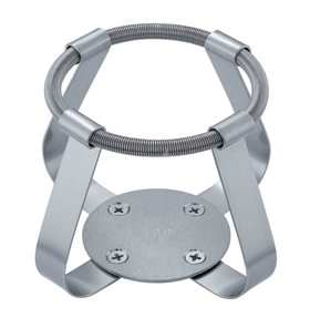 Silver stainless steel 500mL flask fixing clip attachment with four retaining clips and a circular base.
