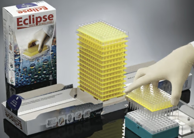 Eclipse™ FlexTop™ 1250uL Extended Length Pipette Tips with UltraFine™ points, in Eclipse™ REFILLS, case of 4800 tips