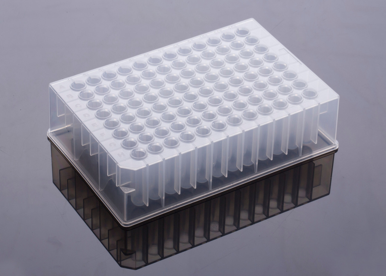 1.0 ml 96-Well Deep Well Plate, V-Bottom, low profile, Round well, sterile, 5/pk, 50/cs