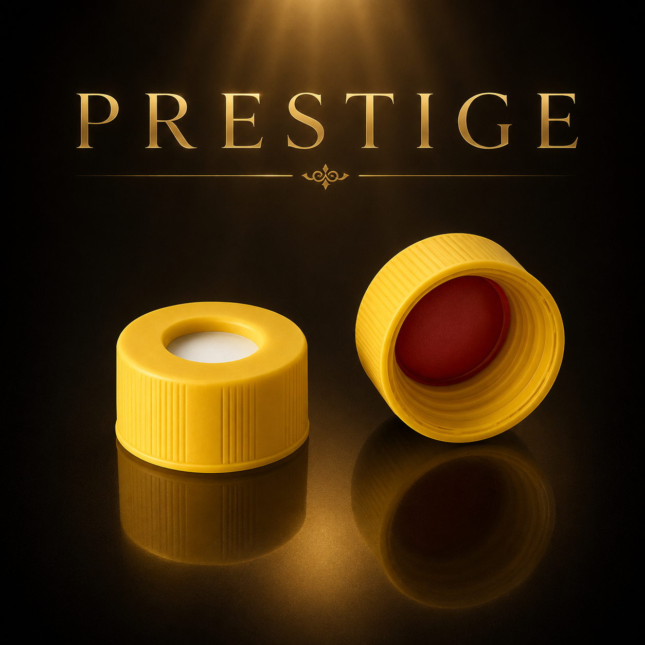 VialMAX™ PRESTIGE™ Screw-caps for 2mL Autosampler Vials, YELLOW, Case of 1000 (10 packs of 100)