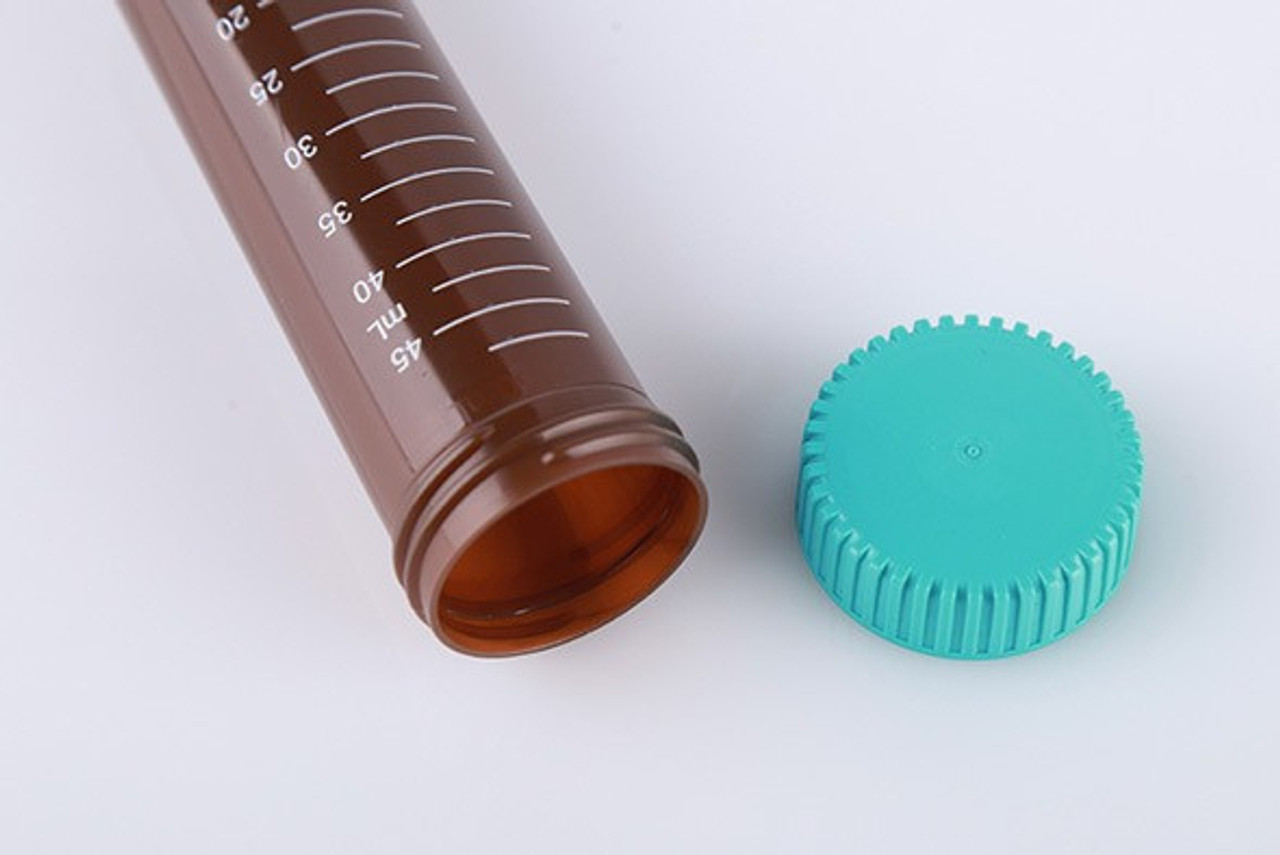 50ml Amber Color Centrifuge Tube, Racked (PS Rack), Sterile 25/pk, 500/cs