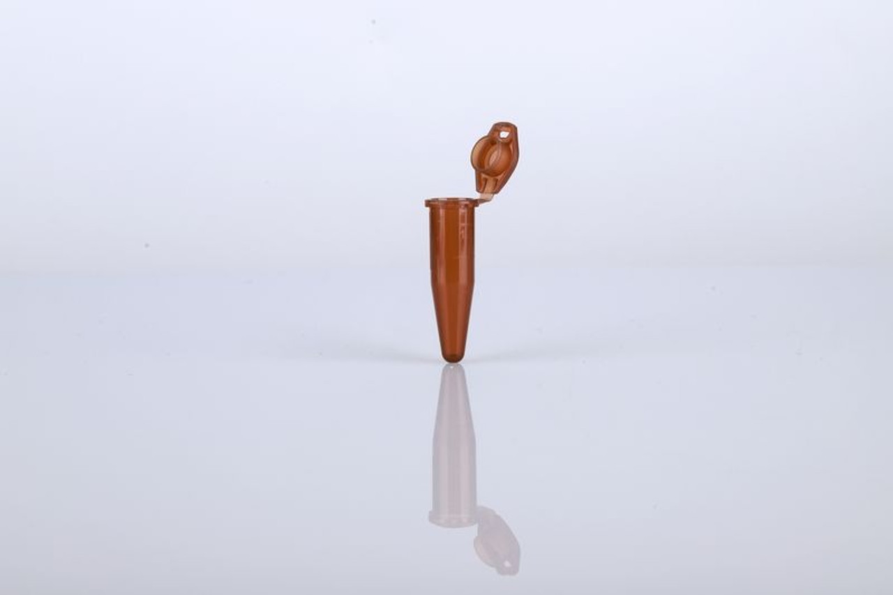 1.5ml Microcentrifuge Tube, Amber Color, Conical, Lock Cap, Sterile. 50/bag, 4000/case