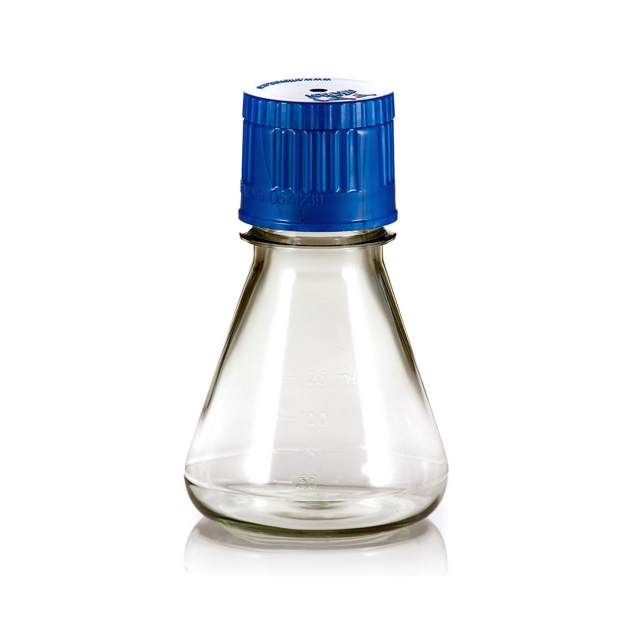 125mL Erlenmeyer Flask, Polycarbonate, Flat Bottom, Vented and Sealed Cap, Sterile, 24 Flasks per Pack
