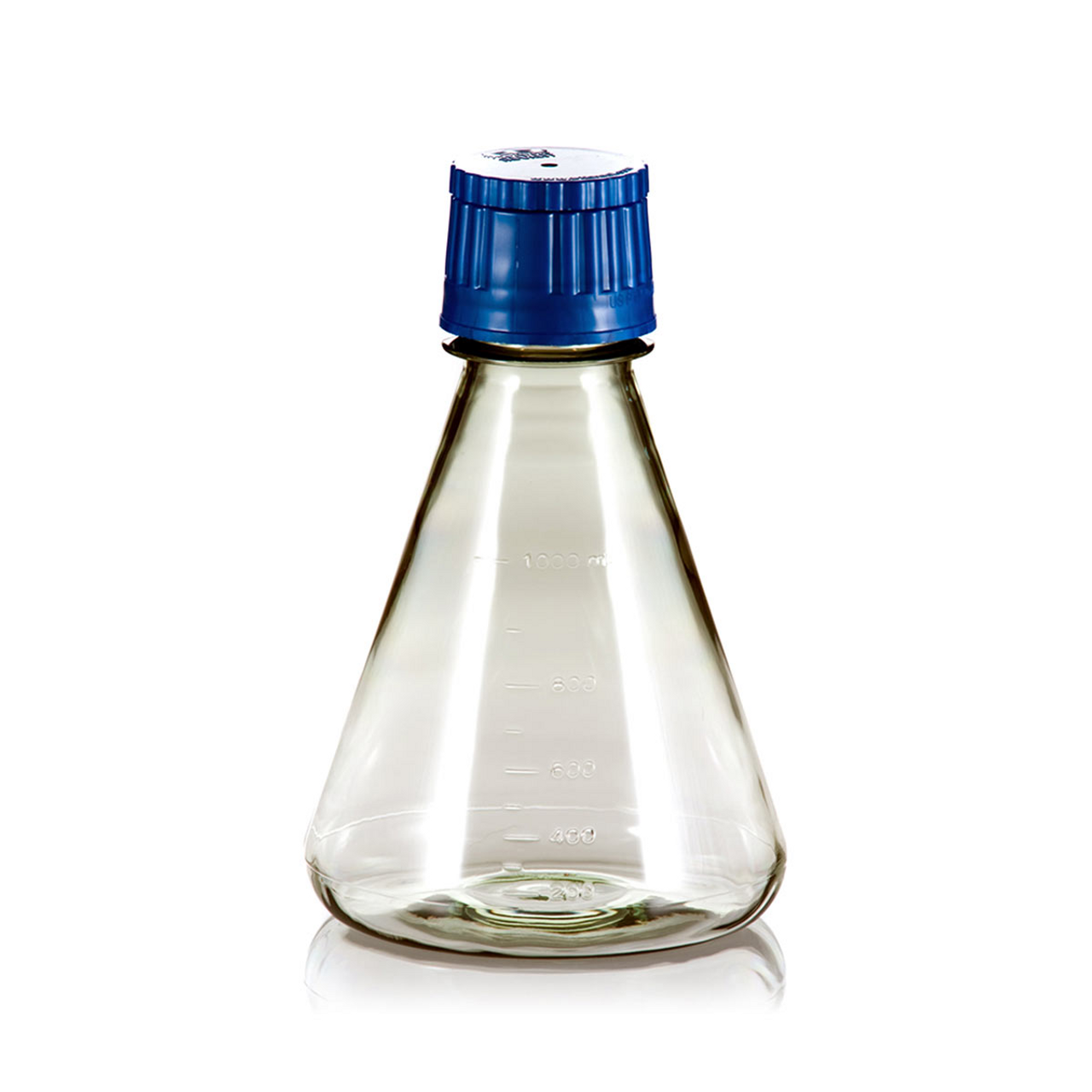 1000mL Erlenmeyer Flask, Polycarbonate, Flat Bottom, Vented and Sealed Cap, Sterile, 12 Flasks per Pack