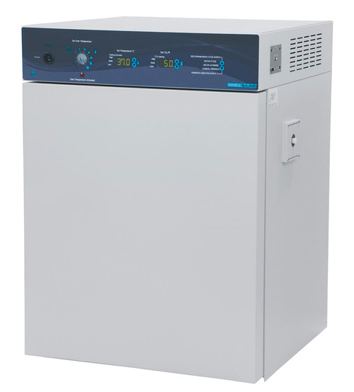 White Sheb Lab CO2 incubator with a digital control panel, viewed from a slightly high-angle perspective.