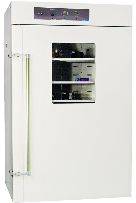 Sheldon Manufacturing white large capacity CO2 incubator with a vertical handle and viewing window.