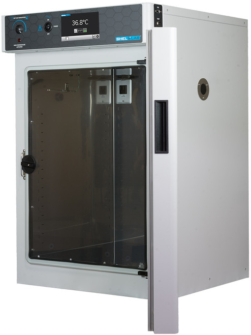SHEL LAB LABORATORY INCUBATOR, 6 CU FT, SS INTERIOR, INNER GLASS DOOR, OUTLET, ACCESS PORT, 230V