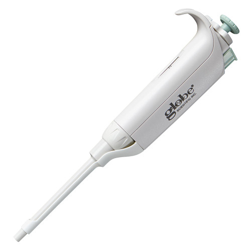 A white Globe Scientific Diamond PosiStop pipette viewed diagonally against a white background.
