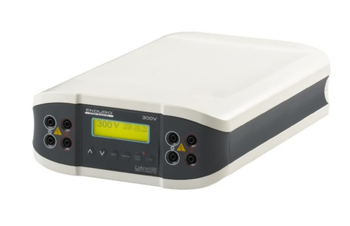 Labnet Enduro 300V power supply in white and dark grey with an LCD screen and multiple output ports.