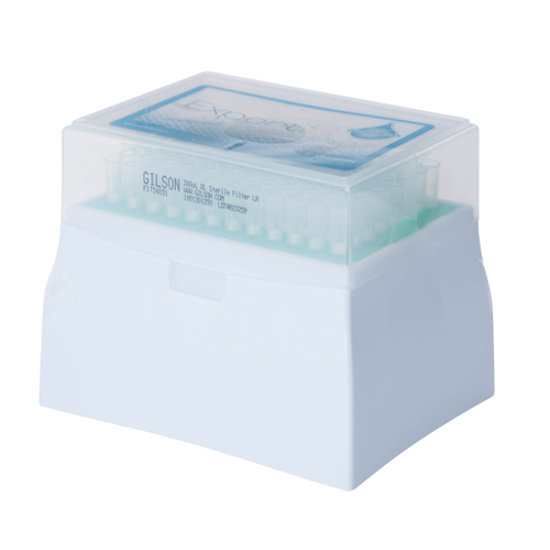 Gilson F1736032 Pipetman Expert Pipette Tips, EF300ST-LR XL TIPACK, 1-300uL, STERILE, FILTERED, LOW RETENTION, 58.57mm Length, RACKED, 3072 Tips/Case