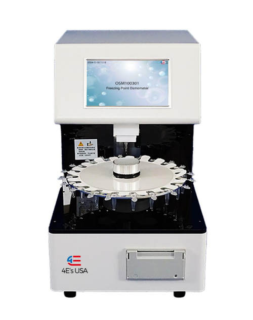 White and black multi-sample freezing point osmometer with a round sample turntable and top touchscreen display.